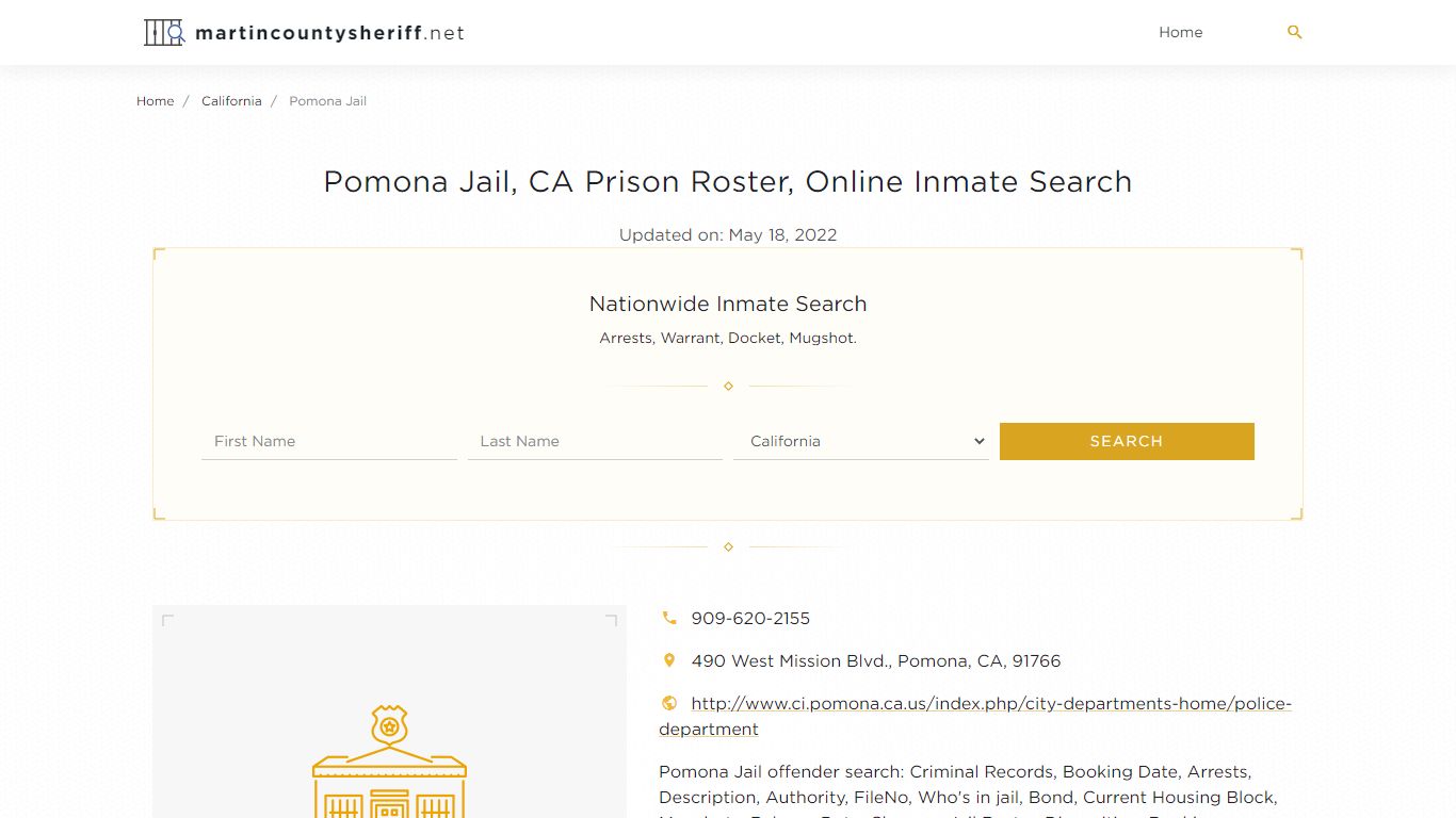 Pomona Jail, CA Prison Roster, Online Inmate Search ...