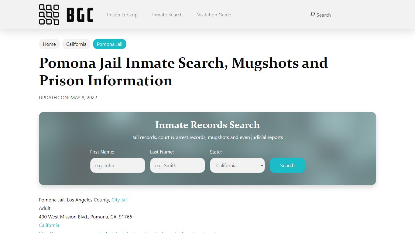 Pomona Jail Inmate Search, Mugshots, Visitation, Phone no ...